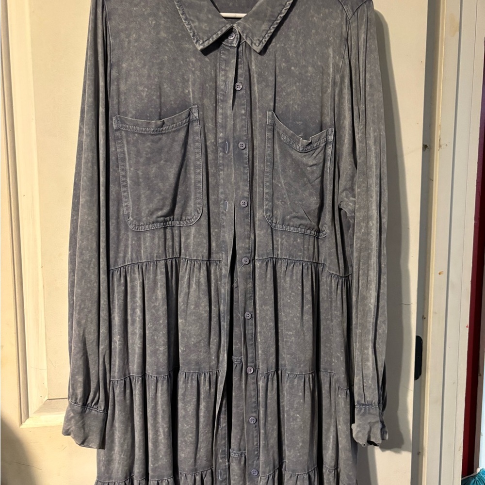 JODIFL Slate Gray Button-Up Blouse
